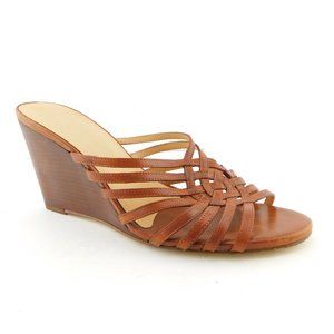 COLE HAAN Natural Brown Wedge Slide Sandals 8